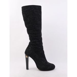Excellent Renzoni Black Leather Knee-High Heels Size 37